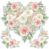 Sticker Blush n Rose blanche Aquarelle Floral Coeur Design (Devant)
