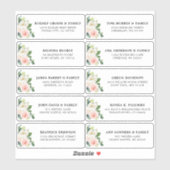 Sticker Blush Pink Ivory Floral Mariage Adresse d'hôte (Feuille)
