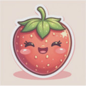 Sticker Blushing Berry – Kawaii Strawberry with Cute Face (Devant)