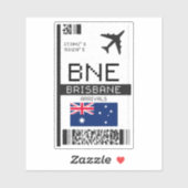 Sticker BNE Brisbane Boarding Pass - Australie Travel (Feuille)