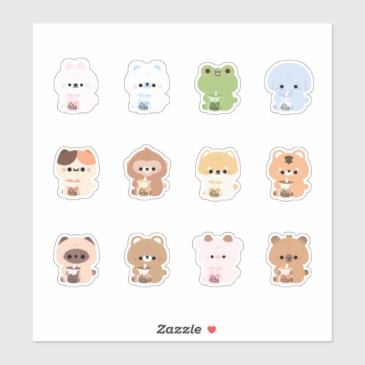 Sticker Boba Animaux (Feuille)