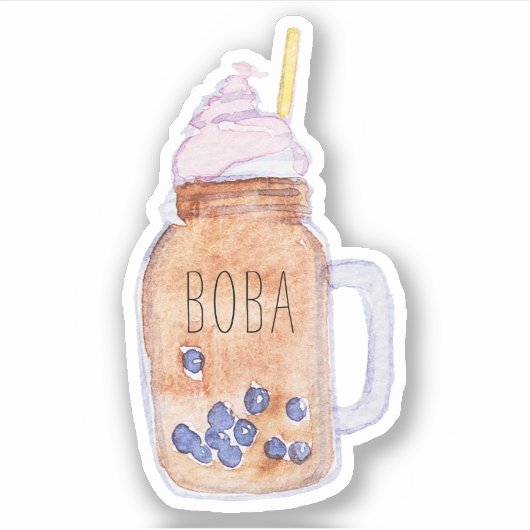Sticker Boba Bubble Tea in Mason Jar (Devant)