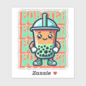 Sticker Boba Bubble Tea Kawaii Cute Cartoon (Feuille)