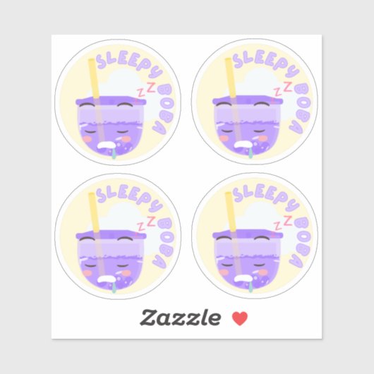 Sticker Boba endormi- Pack de 4 (Feuille)
