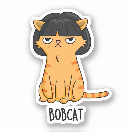 Sticker Bobcat Funny Chat Bob Hair Pun (Devant)