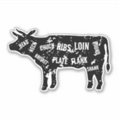 Sticker Boeuf viande découpe vache silhouette vinyle autoc (Devant)