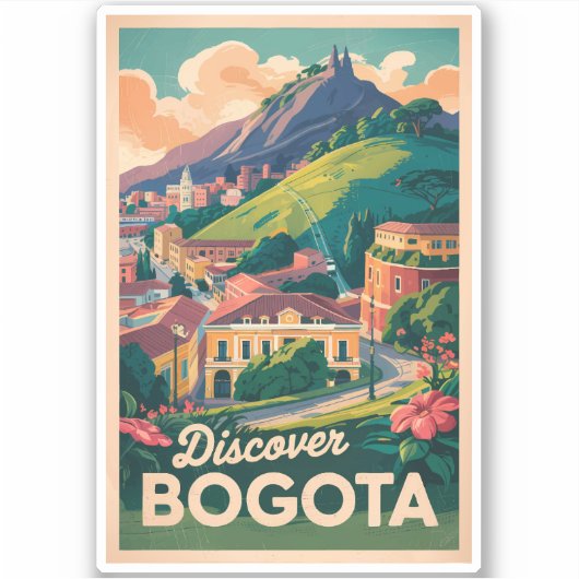 Sticker Bogota Colombia Travel Art Vintage (Devant)