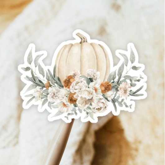 Sticker BOHEME Boho Fall Terracotta Floral Blanc Citrouill