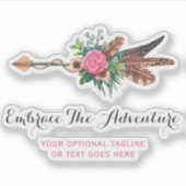 Sticker Bohème rustique Flèche Rose Aquarelle Logo (Devant)