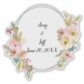 Sticker Boho Aquarelle Florale Date de mariage géométrique (Devant)
