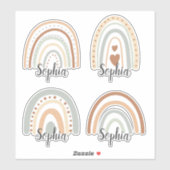 Sticker Boho arc-en-ciel jeu d'étiquette 4 (Feuille)