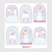 Sticker Boho Christmas Winter Deer Bear et Snowman (Feuille)