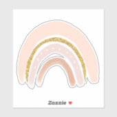 Sticker Boho élégant arc-en-ciel rose et or (Feuille)