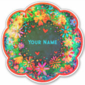 Sticker Boho Floral Amusement Personnalisé Nom Inspirivity (Devant)