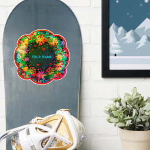 Sticker Boho Floral Amusement Personnalisé Nom Inspirivity