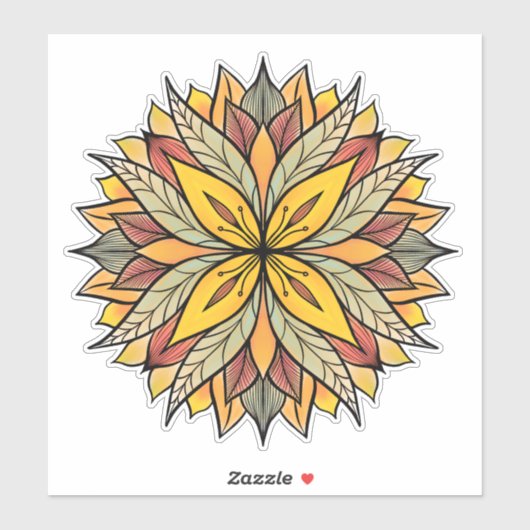 Sticker Boho Floral Mandala coloré (Feuille)