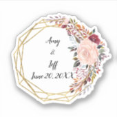 Sticker Boho Floral Mariage géométrique Date (Devant)