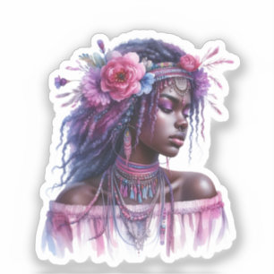 Sticker Boho Girl IA Art Mode Bohème