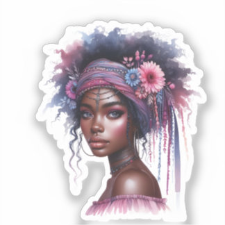 Sticker Boho Girl IA Art Mode Bohème