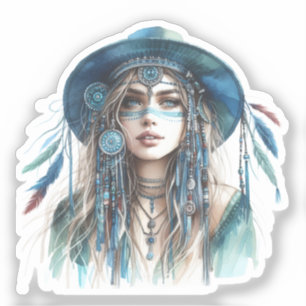 Sticker Boho Girl IA Art Mode Bohème
