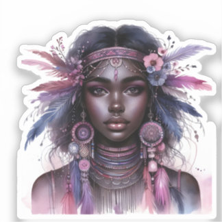 Sticker Boho Girl IA Art Mode Bohème