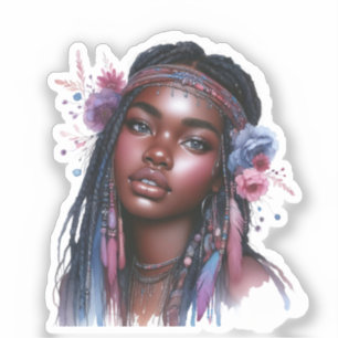 Sticker Boho Girl IA Art Mode Bohème