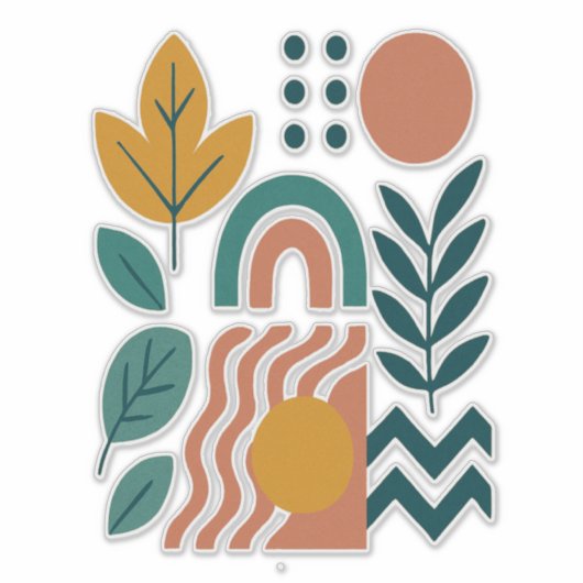 Sticker Boho moderne Abstrait Nature Wall Art (Devant)