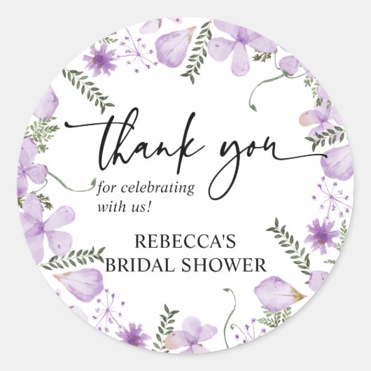 Sticker Boho Purple Floral Merci Favoriser (Devant)