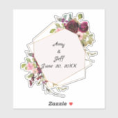 Sticker Boho Rose dates de mariage géométrique (Feuille)