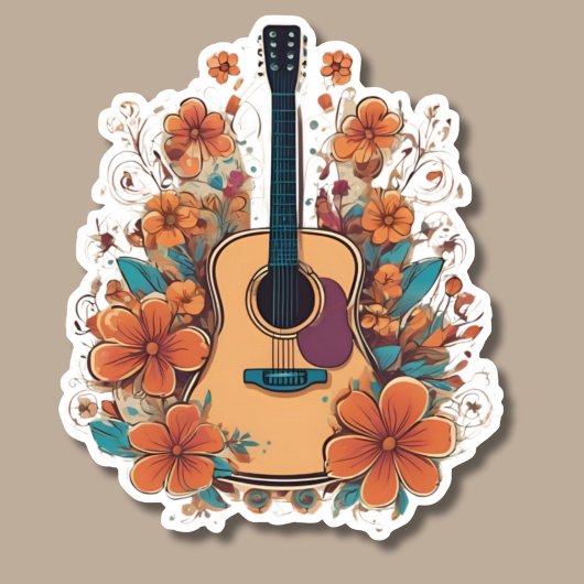 Sticker Boho Style guitare acoustique étanche