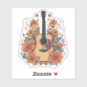 Sticker Boho Style guitare acoustique étanche (Feuille)