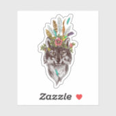 Sticker Boho Style Wolf Halo Portrait (Feuille)