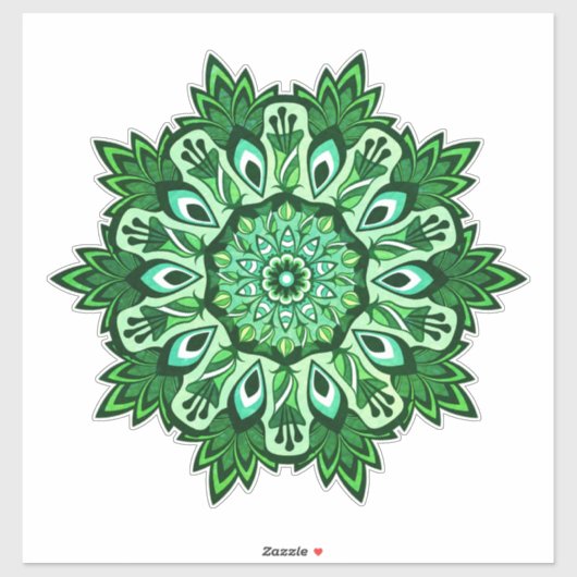 Sticker Boho Tropical Feuille Verte Mandala (Feuille)