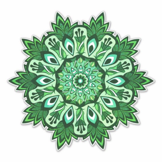 Sticker Boho Tropical Feuille Verte Mandala (Devant)