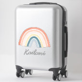 Sticker Boho Watercolor Rainbow et nom (Sur valise)