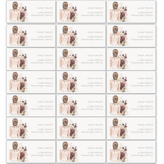 Sticker Boho White Mariage Gown Bride Adresse d'invité (Devant)