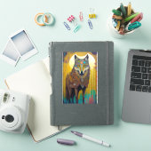Sticker Boho Wolf Surreal Wildlife Art (Couverture iPad)