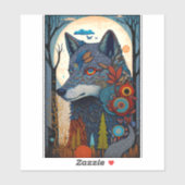 Sticker Boho Wolf Surreal Wildlife Art (Feuille)