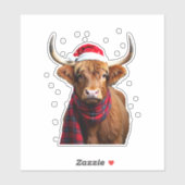 Sticker Boho Xmas Christmas Highland Cow T-Shirt (1) (Feuille)