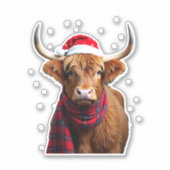 Sticker Boho Xmas Christmas Highland Cow T-Shirt (1) (Devant)