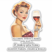 Sticker Boire Dire Drôle Rétro Femme de ménage (Devant)