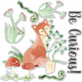 Sticker Bois Fox Aquarelle Soyez Curieux Baby Nursery (Devant)