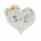 Sticker Bois rustique Arbre de coeur Mariage Initiales scu (Devant)