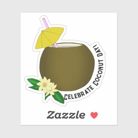 Sticker Boisson de noix de coco tropicale (Feuille)