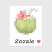 Sticker Boisson de noix de coco verte (Feuille)