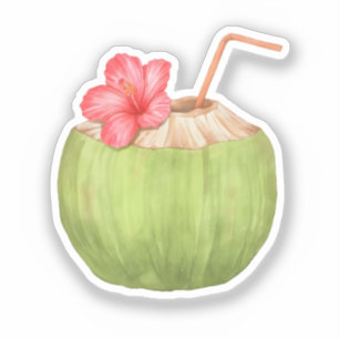 Sticker Boisson de noix de coco verte