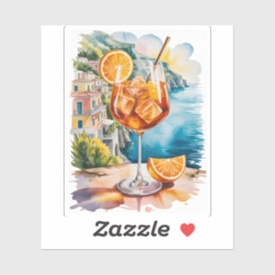 Sticker Boisson Méditerranéenne Aperol Spritz Aquarelle