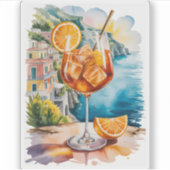 Sticker Boisson Méditerranéenne Aperol Spritz Aquarelle (Devant)