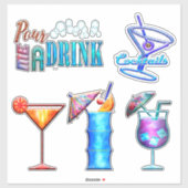 Sticker Boisson tropicale cocktail d'été (Feuille)