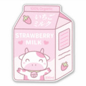 Sticker Boîte à carton mignonne de lait de fraise (Devant)